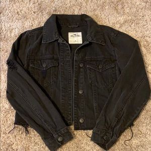 Black distressed hollister denim jacket